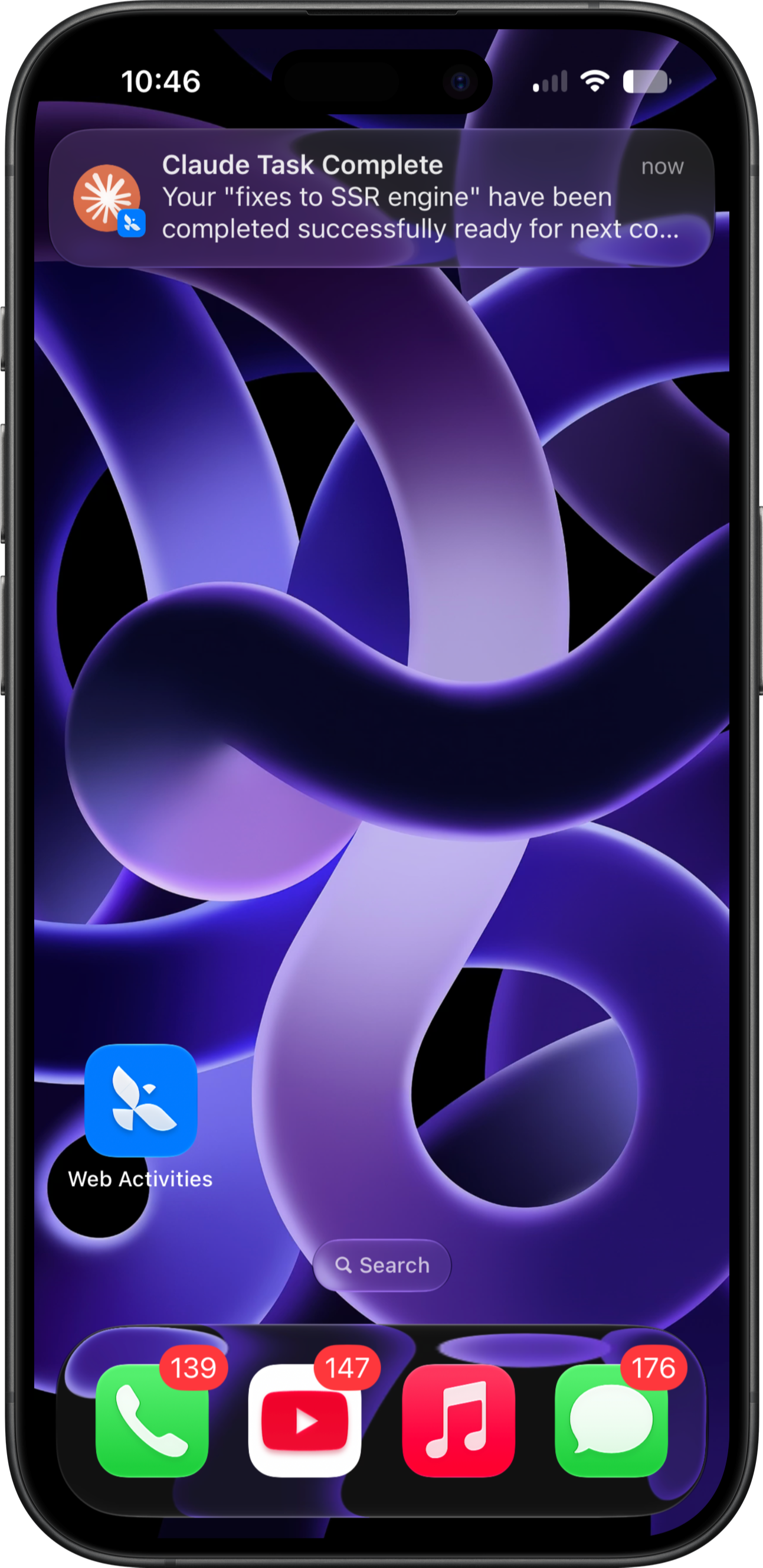 iPhone 16 Pro with a push notification